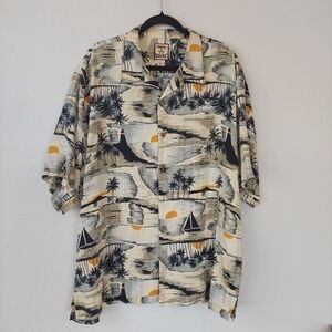 Tommy Bahama Island Tropical Print Silk Button-Up Shirt Size XL